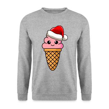 Ice Cream Weihnachten Comic Xmas - Unisex Pullover - Weißgrau meliert - Vorne - Alina (178cm) & Michal (187cm)