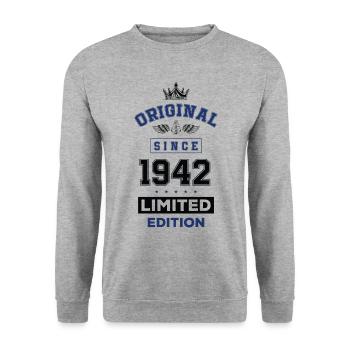 1942 limited edition Geburtstag - Unisex Pullover - Weißgrau meliert - Vorne - Alina (178cm) & Michal (187cm)