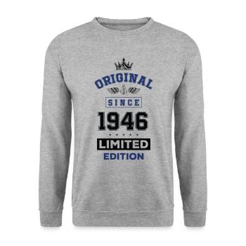 1946 limited edition birthday - Unisex Sweatshirt - salt & pepper - Front - Alina (178cm) & Michal (187cm)