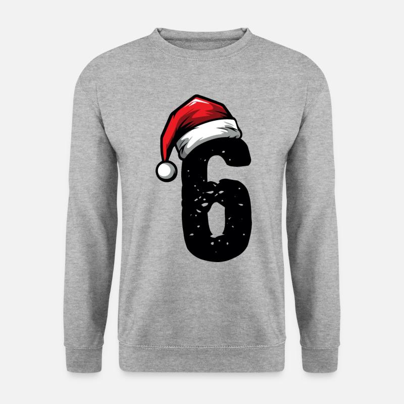 6 Zahl Weihnachten - Unisex Pullover - Weißgrau meliert