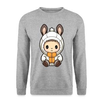 Bande dessinée de bébé animal d’hiver lapin - Sweat-shirt Unisexe - gris chiné - Devant - Alina (178cm) & Michal (187cm)