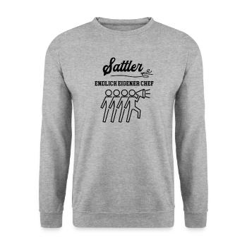Sattler Chef Selbstständigkeit Firma Gründen - Unisex Pullover - Weißgrau meliert - Vorne - Alina (178cm) & Michal (187cm)