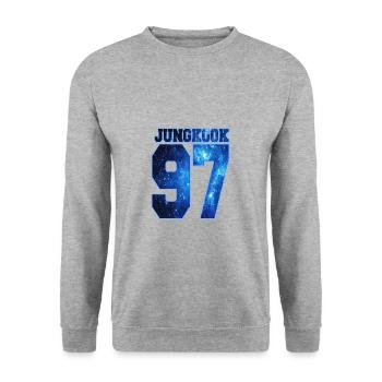 K POP YOUNG KOOK 97 BTS KOREAN POP - Unisex Sweatshirt - salt & pepper - Front - Alina (178cm) & Michal (187cm)