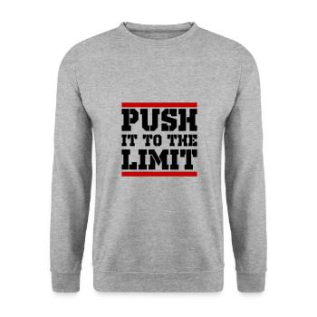 Push It To The Limit Training Spruch - Unisex Pullover - Weißgrau meliert - Vorne - Alina (178cm) & Michal (187cm)