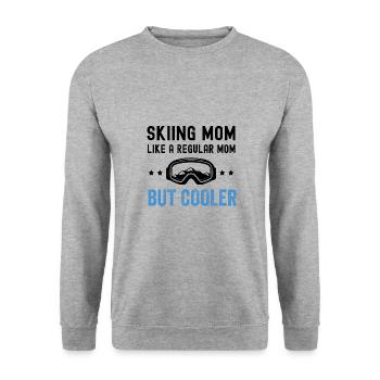 Skiing Mom Ski Skifahren Funny Lustig Mama Mutter - Unisex Pullover - Weißgrau meliert - Vorne - Alina (178cm) & Michal (187cm)