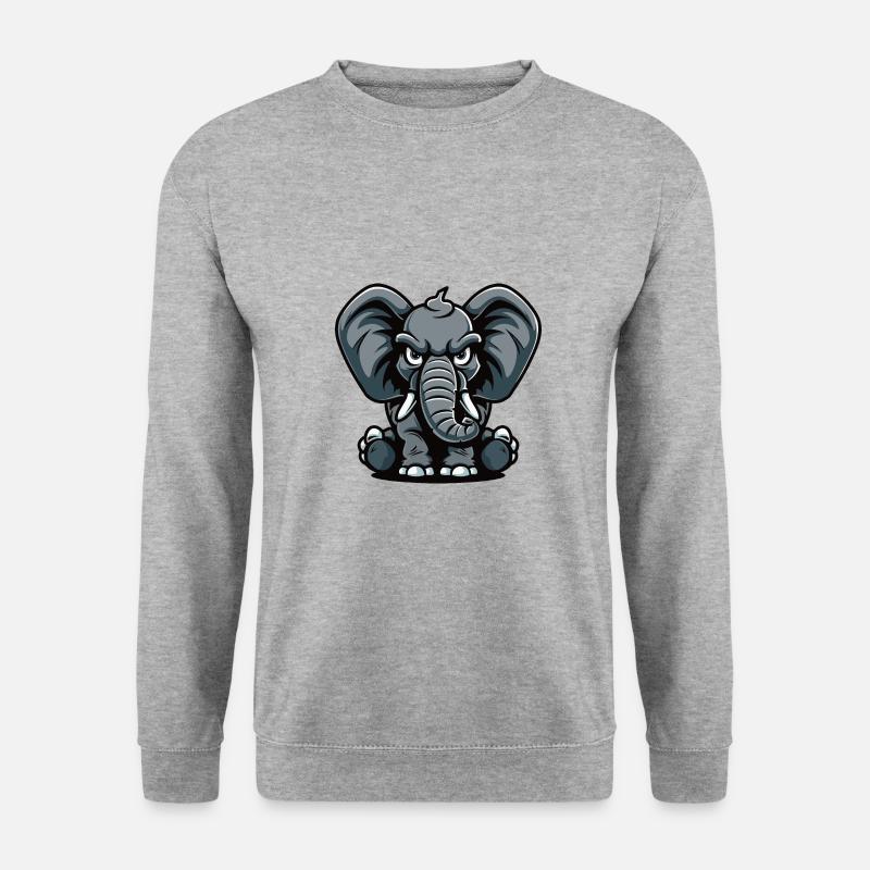 Elefant Comic - Unisex Pullover - Weißgrau meliert