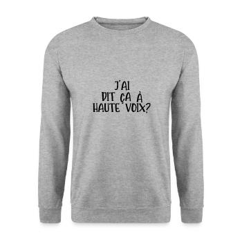j'ai dit ça à haute voix - Sweat-shirt Unisexe - gris chiné - Devant - Alina (178cm) & Michal (187cm)