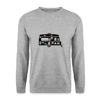 Caravan with stickers - Unisex Sweatshirt - salt & pepper - Front - Alina (178cm) & Michal (187cm)