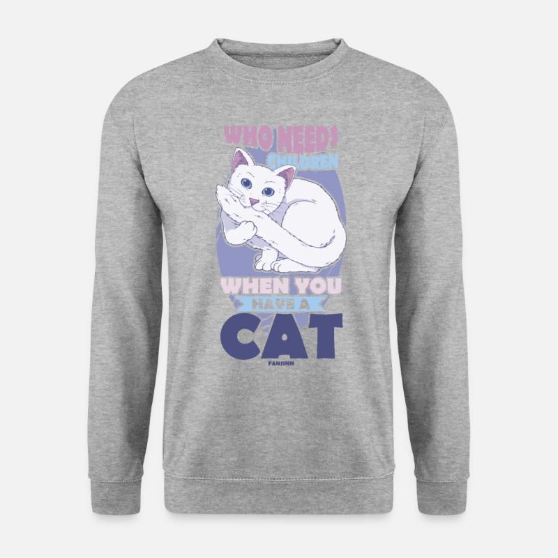 Katzenmama - Unisex Pullover - Weißgrau meliert