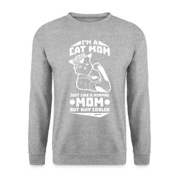 beste Katzenmama Katzendame Katzenbesitzer Geschen - Unisex Pullover - Weißgrau meliert - Vorne - Alina (178cm) & Michal (187cm)