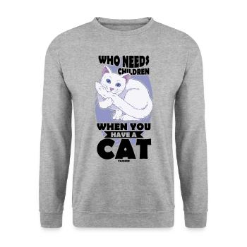 beste Katzenmama Katzendame Katzenbesitzer Geschen - Unisex Pullover - Weißgrau meliert - Vorne - Alina (178cm) & Michal (187cm)