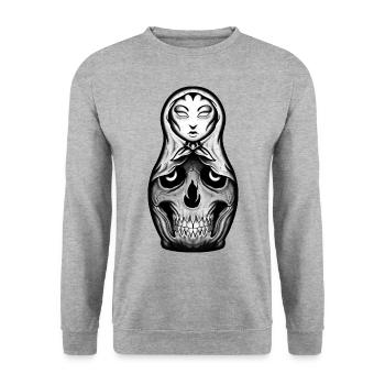 Deathryoschka - Unisex Pullover - Weißgrau meliert - Vorne - Alina (178cm) & Michal (187cm)