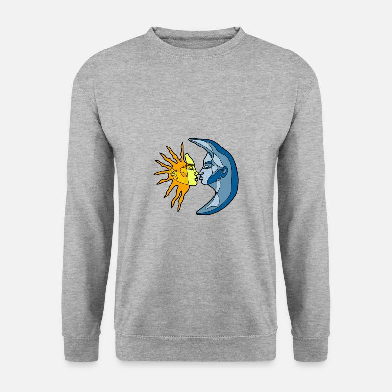 Sun and Moon - Unisex Pullover - Weißgrau meliert
