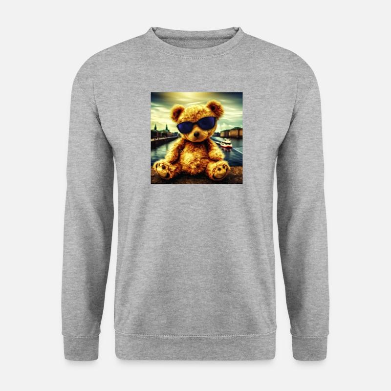 Teddy in Hamburg - Unisex Pullover - Weißgrau meliert