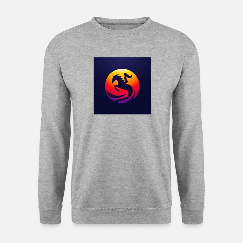 Reiterin auf Pferd 3 - Unisex Pullover - Weißgrau meliert