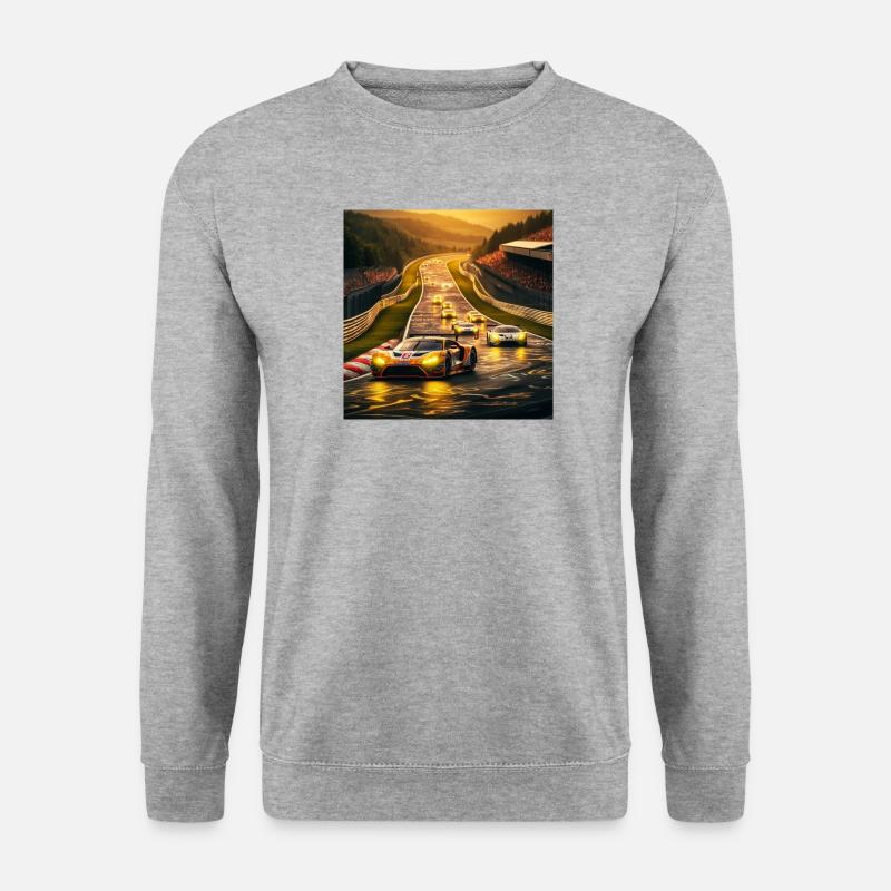 Rennstrecke im Abendlicht - Unisex Pullover - Weißgrau meliert