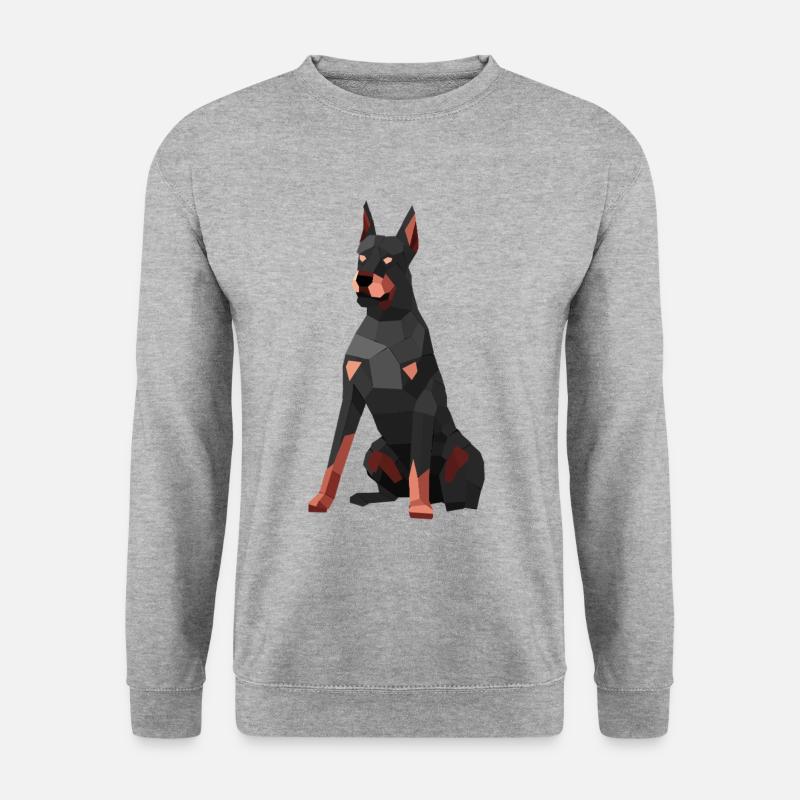 Modern Doberman – low poly art - Unisex Sweatshirt - salt & pepper
