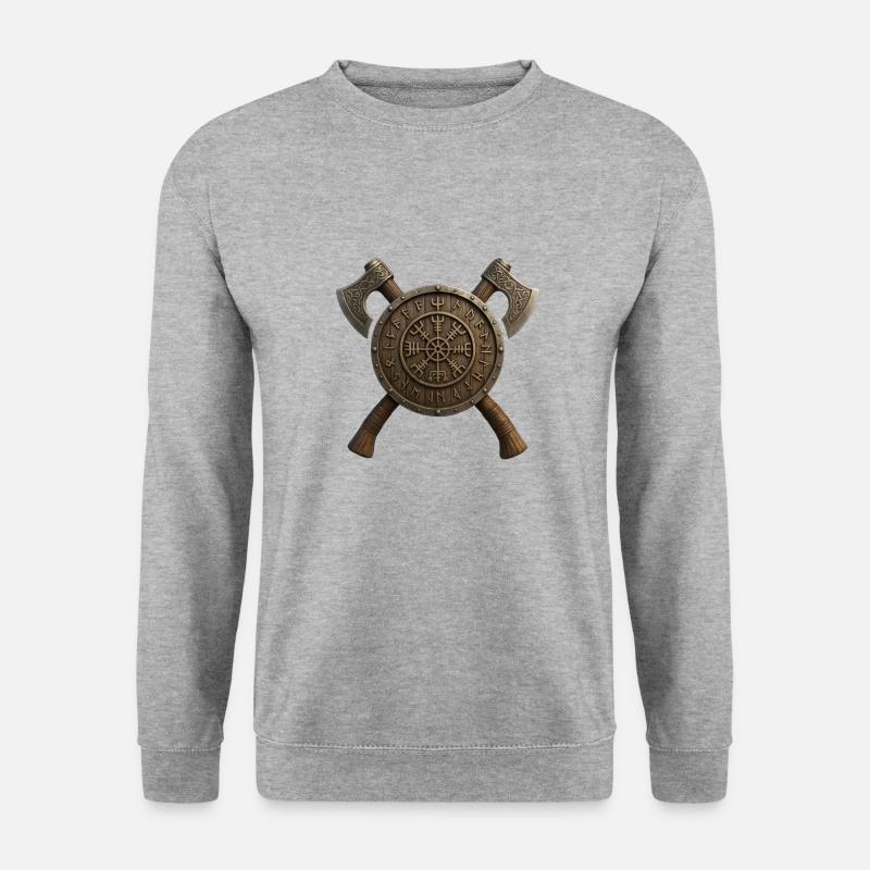 Viking Schild mit Runenkranz - Unisex Pullover - Weißgrau meliert