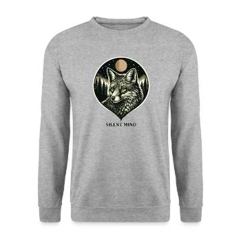 Silent Mind - Fox in Woodcut Style - Unisex Sweatshirt - salt & pepper - Front - Alina (178cm) & Michal (187cm)