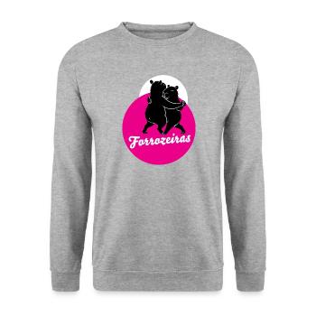Forrozeiras – Tanzende Capybaras | Forro Statement - Unisex Pullover - Weißgrau meliert - Vorne - Alina (178cm) & Michal (187cm)