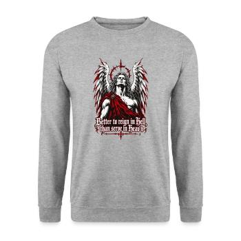 Gefallener Engel: Rebellion im Feuer - Unisex Pullover - Weißgrau meliert - Vorne - Alina (178cm) & Michal (187cm)