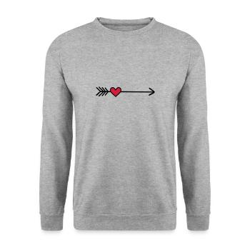 heart - Unisex Sweatshirt - salt & pepper - Front - Alina (178cm) & Michal (187cm)