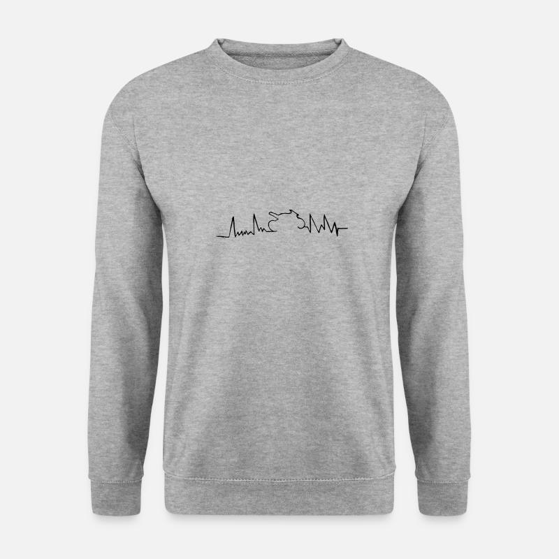 Motorrad Herzschlag Linie - Unisex Pullover - Weißgrau meliert