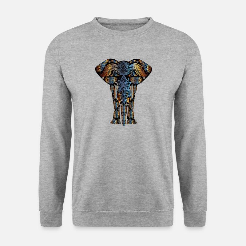 Elefant Symbol bunt - Unisex Pullover - Weißgrau meliert