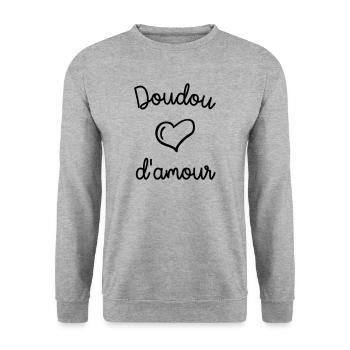 doudou d amour - Sweat-shirt Unisexe - gris chiné - Devant - Alina (178cm) & Michal (187cm)