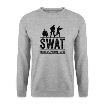 SWAT USA Police Special Forces Gift - Unisex Sweatshirt - salt & pepper - Front - Alina (178cm) & Michal (187cm)
