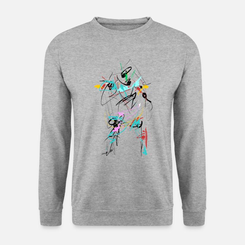 Abstrakt Alien Kämpfer - Unisex Pullover - Weißgrau meliert