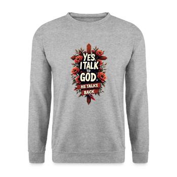 God Answers - Unisex Sweatshirt - salt & pepper - Front - Alina (178cm) & Michal (187cm)