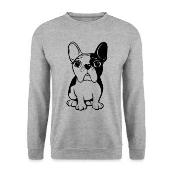 Bulldoggen Dame - Unisex Pullover - Weißgrau meliert - Vorne - Alina (178cm) & Michal (187cm)
