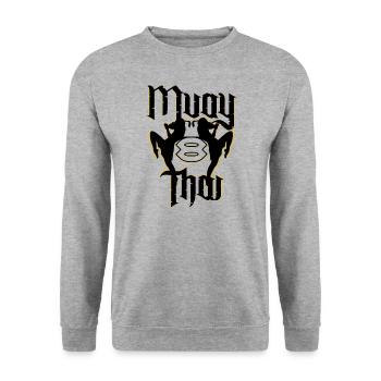 Muay Thaï Boxe Thaïlandaise Kickboxing - Sweat-shirt Unisexe - gris chiné - Devant - Alina (178cm) & Michal (187cm)
