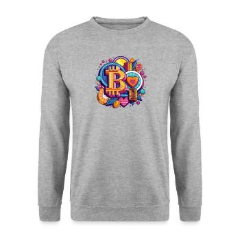 Coin Love - Unisex Pullover - Weißgrau meliert - Vorne - Alina (178cm) & Michal (187cm)