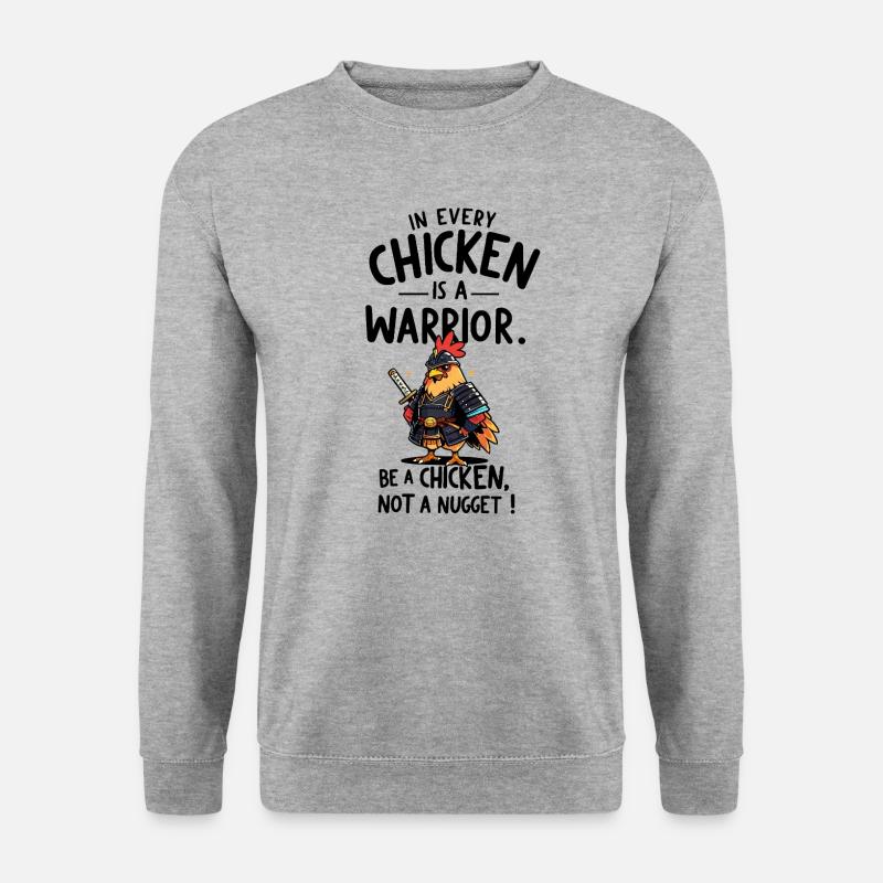 Huhn als Krieger - Unisex Pullover - Weißgrau meliert