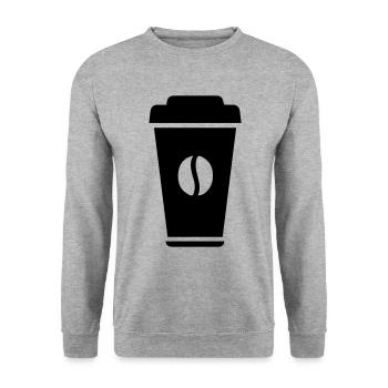 Kaffee Symbol - Unisex Pullover - Weißgrau meliert - Vorne - Alina (178cm) & Michal (187cm)