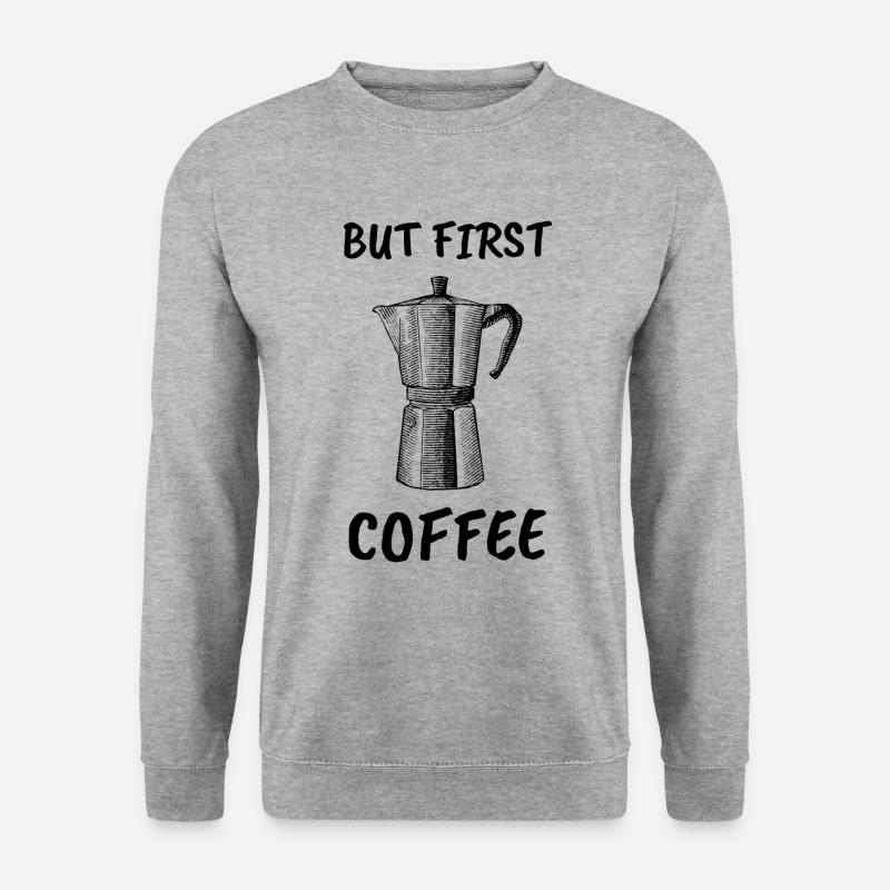 Aber erste Kaffee Puns - Unisex Pullover - Weißgrau meliert
