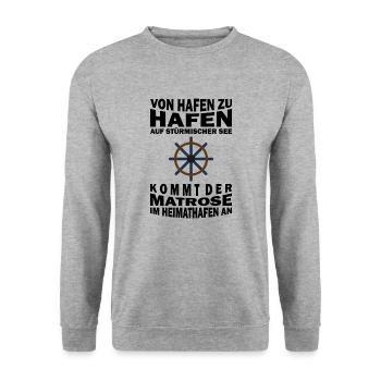 JGA T-Shirt von Hafen zu Hafen - Unisex Pullover - Weißgrau meliert - Vorne - Alina (178cm) & Michal (187cm)