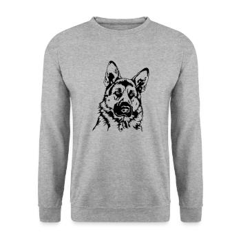 BERGER ALLEMAND Portrait Wilsigns - Sweat-shirt Unisexe - gris chiné - Devant - Alina (178cm) & Michal (187cm)
