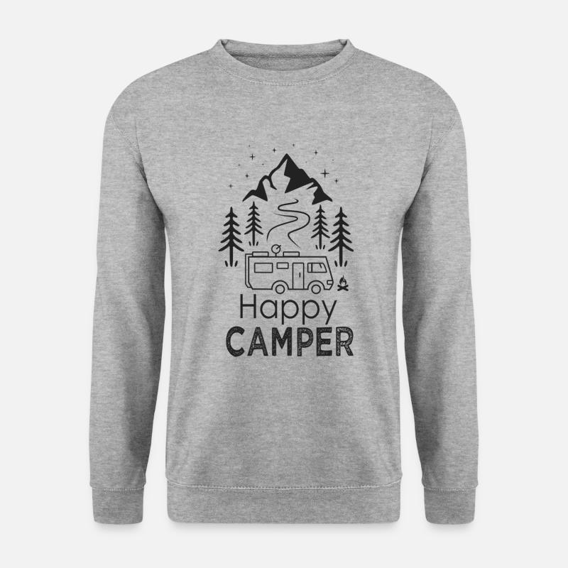 Happy Camper Van Campervan cooles Camper-Geschenk - Unisex Pullover - Weißgrau meliert