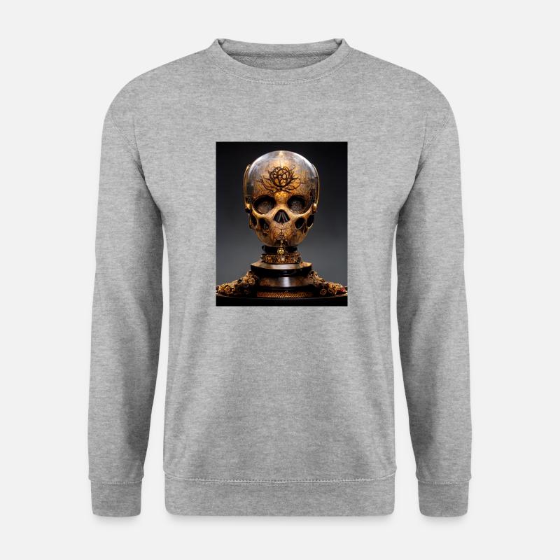 Schädel - Unisex Pullover - Weißgrau meliert