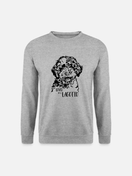 Loved by a Lagotto Romagnolo Hundespruch Hunde - Unisex Pullover - Weißgrau meliert