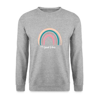 Only Good Vibes. Rainbow Gift Boho T-Shirt - Unisex Sweatshirt - salt & pepper - Front - Alina (178cm) & Michal (187cm)