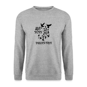 endlich frei,abi 2022,abitur,abi,tauben - Unisex Pullover - Weißgrau meliert - Vorne - Alina (178cm) & Michal (187cm)