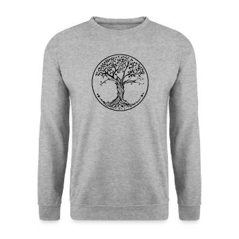 Arbre de Vie Mandala Symbole Mystique Spirituel - Sweat-shirt Unisexe - gris chiné - Devant - Alina (178cm) & Michal (187cm)