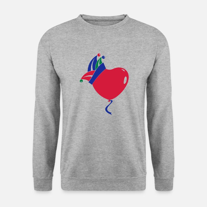 Fasching Karneval Narrenkappe Herz Luftballon - Unisex Pullover - Weißgrau meliert