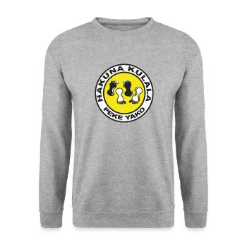 Schlaf niemals allein - Unisex Pullover - Weißgrau meliert - Vorne - Alina (178cm) & Michal (187cm)