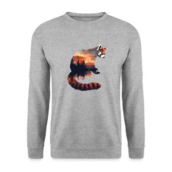 Panda roux Chat Ours Panda roux - Sweat-shirt Unisexe - gris chiné - Devant - Alina (178cm) & Michal (187cm)