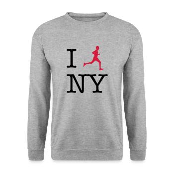 I lauf New York 02 - Unisex Pullover - Weißgrau meliert - Vorne - Alina (178cm) & Michal (187cm)